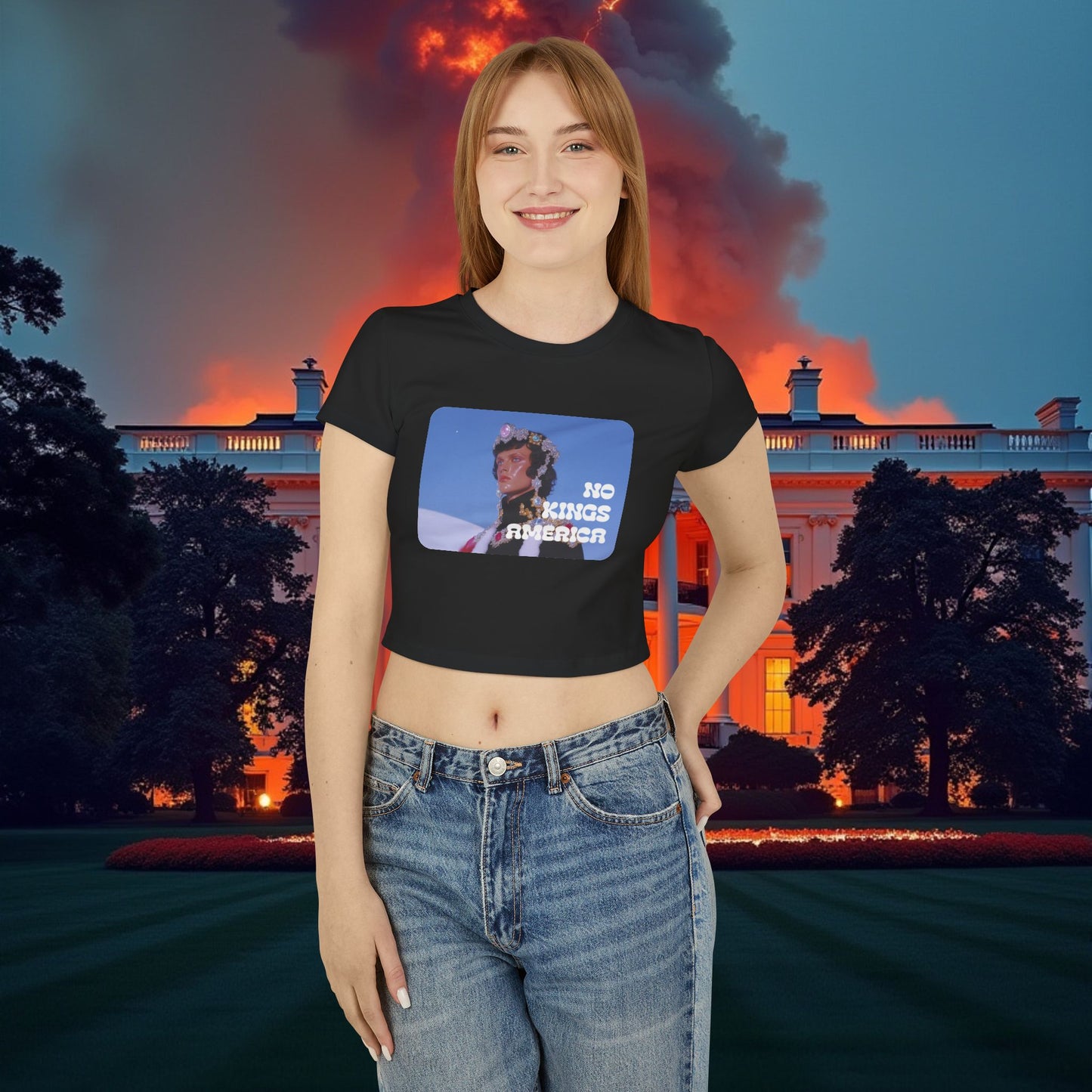 NO KINGS AMERICA WOMEN'S BABY TEE