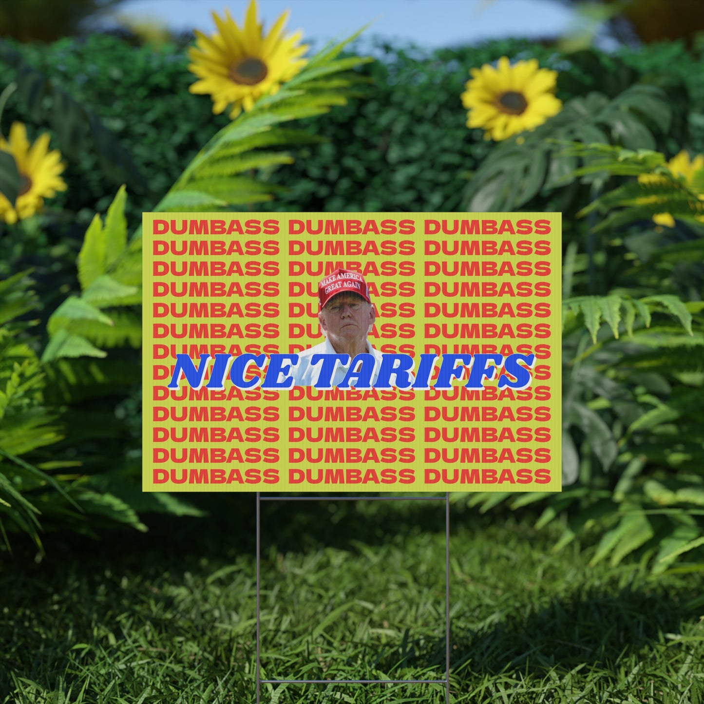 NICE TARIFFS DUMBASS PROTEST SIGN