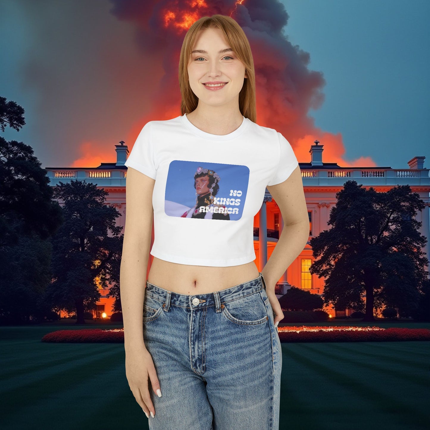 NO KINGS AMERICA WOMEN'S BABY TEE